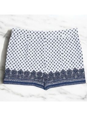 Artisan NY White Blue Print Cotton Spandex Shorts Size 12